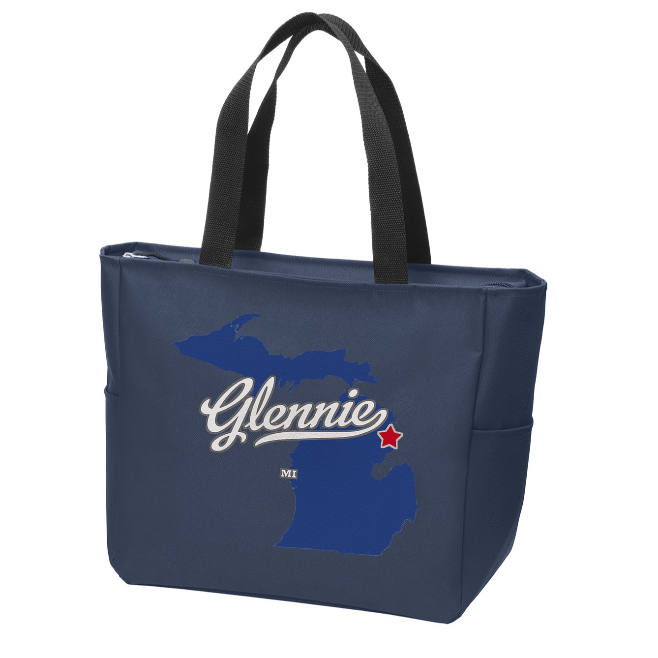 Glennie Michigan MI Map Zip Tote Bag