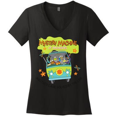 Groovy Mystery Machine Of Diagnostics Lab Tech Lab Week 2025 Gift Women's V-Neck T-Shirt