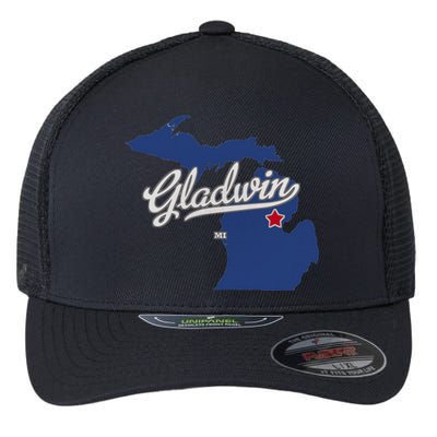 Gladwin Michigan MI Map Flexfit Unipanel Trucker Cap