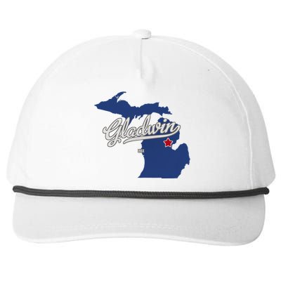 Gladwin Michigan MI Map Snapback Five-Panel Rope Hat