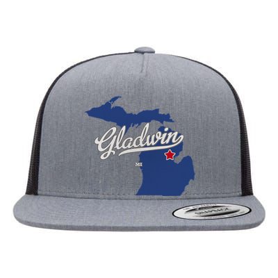 Gladwin Michigan MI Map Flat Bill Trucker Hat