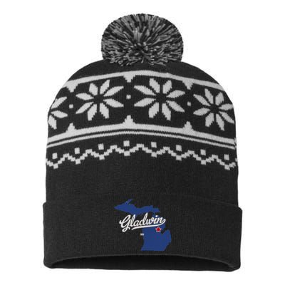 Gladwin Michigan MI Map USA-Made Snowflake Beanie