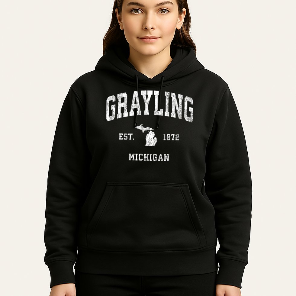 Grayling Michigan Mi Vintage Athletic Sports Hoodie