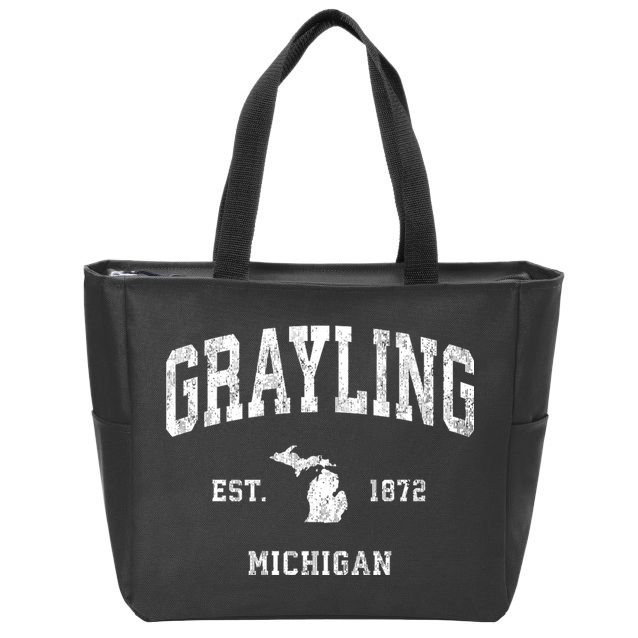 Grayling Michigan Mi Vintage Athletic Sports Zip Tote Bag