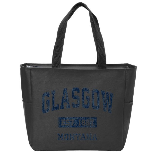 Glasgow Montana Mt Vintage Established Zip Tote Bag