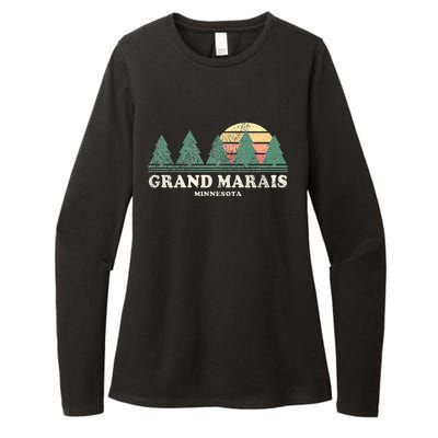 Grand Marais Mn Vintage Throwback Retro 70s Design Womens CVC Long Sleeve Shirt