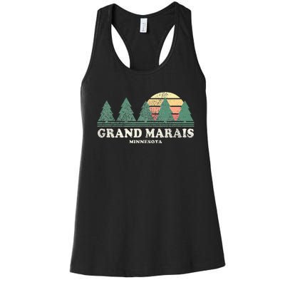 Grand Marais Mn Vintage Throwback Retro 70s Design Women's Racerback Tank