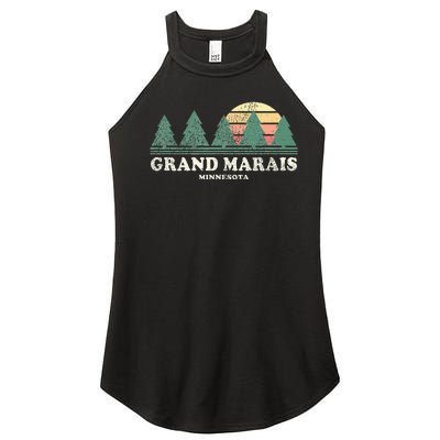 Grand Marais Mn Vintage Throwback Retro 70s Design Women’s Perfect Tri Rocker Tank