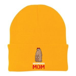 Groundhog Mom Mama Cute Woodchuck Funny Groundhog Day Gift Knit Cap Winter Beanie