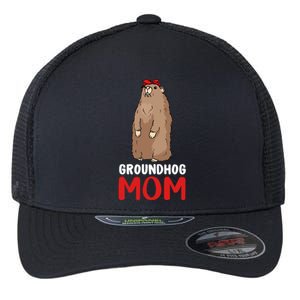 Groundhog Mom Mama Cute Woodchuck Funny Groundhog Day Gift Flexfit Unipanel Trucker Cap