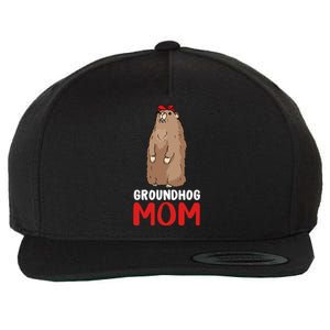 Groundhog Mom Mama Cute Woodchuck Funny Groundhog Day Gift Wool Snapback Cap