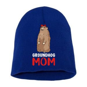 Groundhog Mom Mama Cute Woodchuck Funny Groundhog Day Gift Short Acrylic Beanie