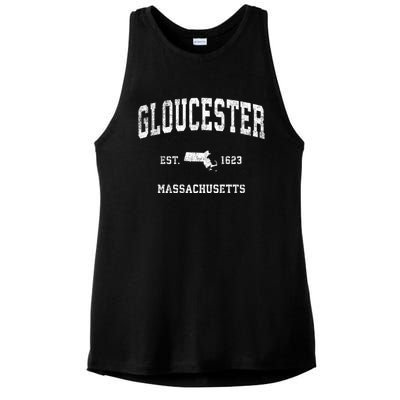 Gloucester Massachusetts Ma Vintage Sports Ladies PosiCharge Tri-Blend Wicking Tank