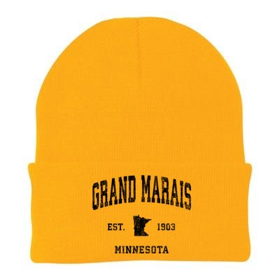 Grand Marais Minnesota Mn Vintage Athletic Knit Cap Winter Beanie