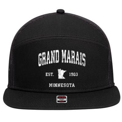 Grand Marais Minnesota Mn Vintage Athletic 7 Panel Mesh Trucker Snapback Hat