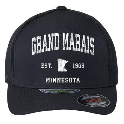 Grand Marais Minnesota Mn Vintage Athletic Flexfit Unipanel Trucker Cap