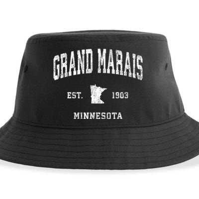 Grand Marais Minnesota Mn Vintage Athletic Sustainable Bucket Hat