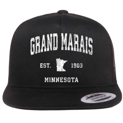 Grand Marais Minnesota Mn Vintage Athletic Flat Bill Trucker Hat