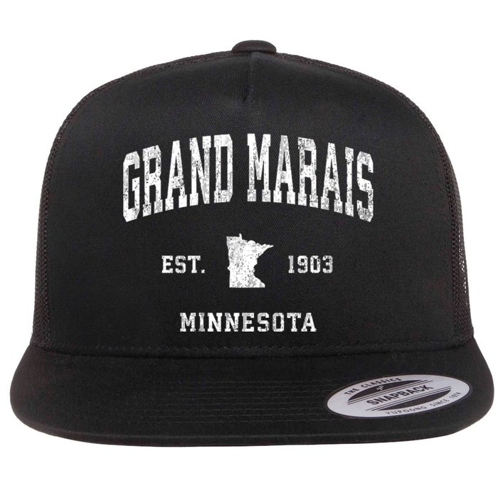 Grand Marais Minnesota Mn Vintage Athletic Flat Bill Trucker Hat