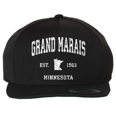 Grand Marais Minnesota Mn Vintage Athletic Wool Snapback Cap