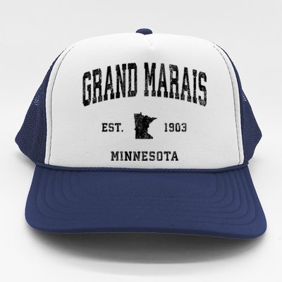 Grand Marais Minnesota Mn Vintage Athletic Trucker Hat