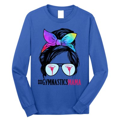 Gymnastics Mama Messy Bun Hair Glasses Gymnast Mom Gift Long Sleeve Shirt