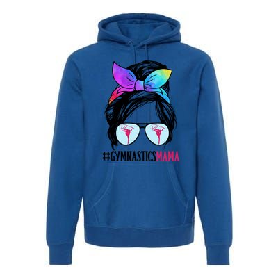 Gymnastics Mama Messy Bun Hair Glasses Gymnast Mom Gift Premium Hoodie