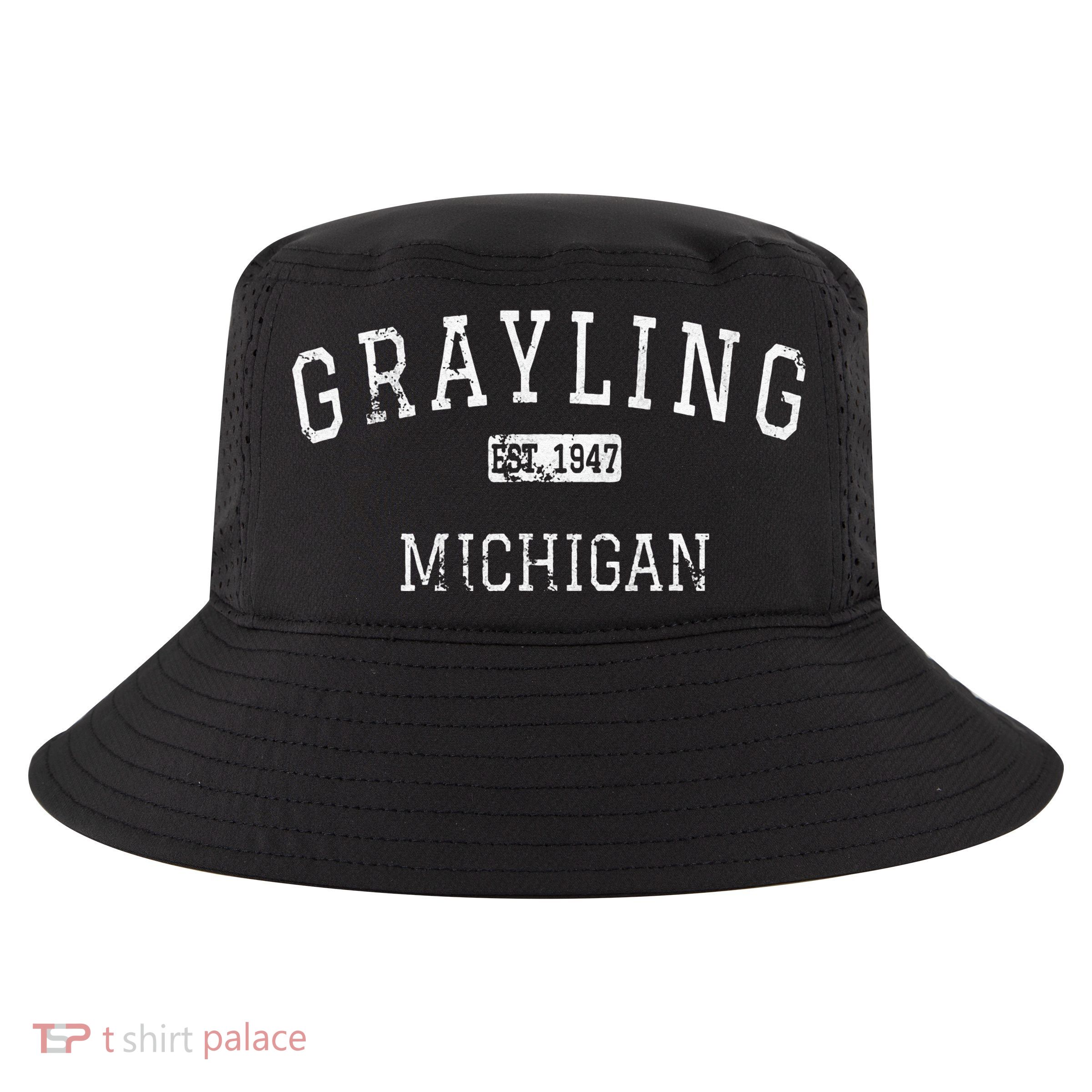 Grayling Michigan MI Vintage Cool Comfort Performance Bucket Hat