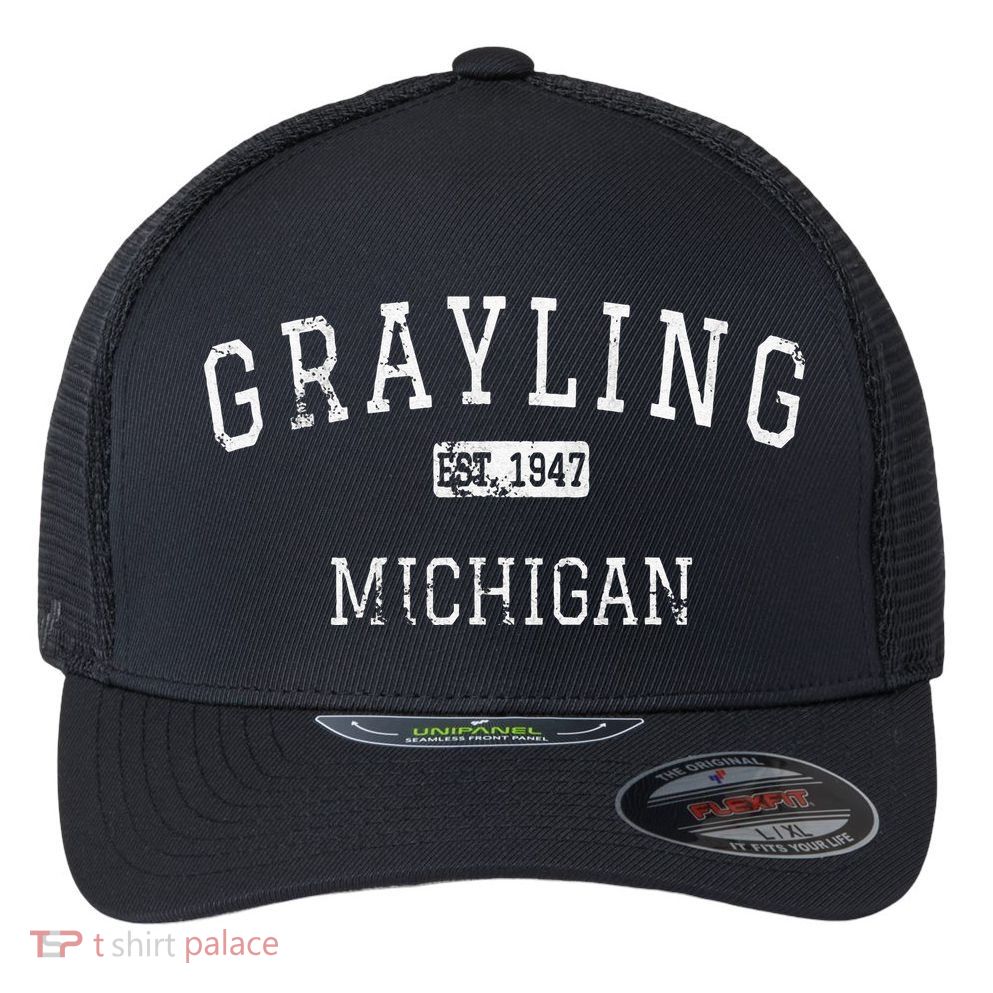 Grayling Michigan MI Vintage Flexfit Unipanel Trucker Cap
