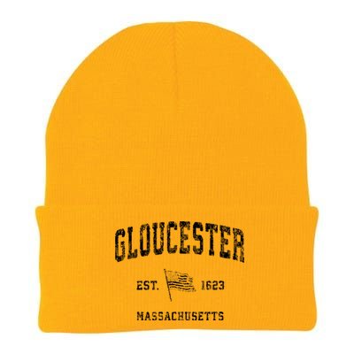 Gloucester Massachusetts Ma Vintage Us Flag Knit Cap Winter Beanie