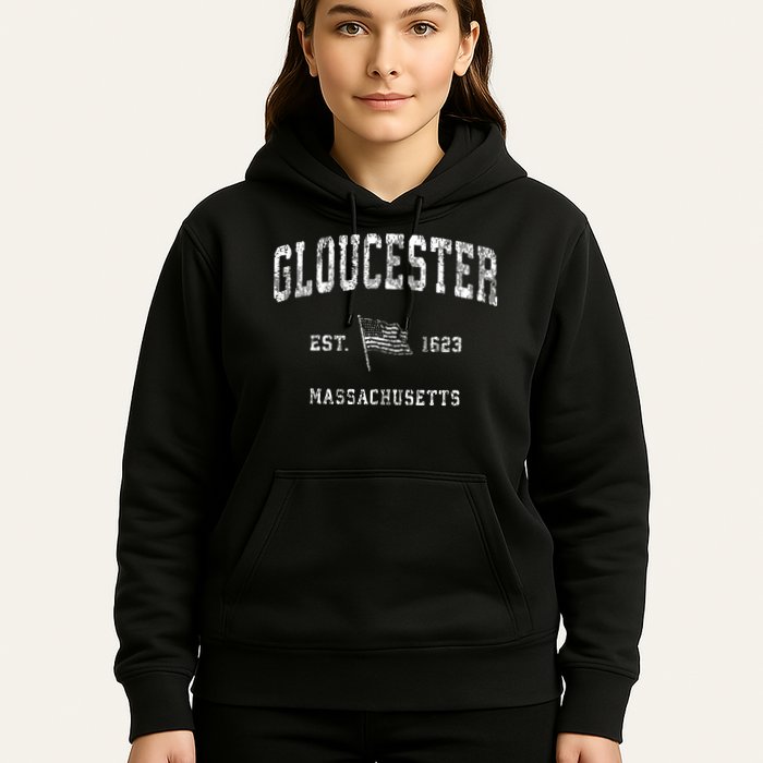 Gloucester Massachusetts Ma Vintage Us Flag Hoodie