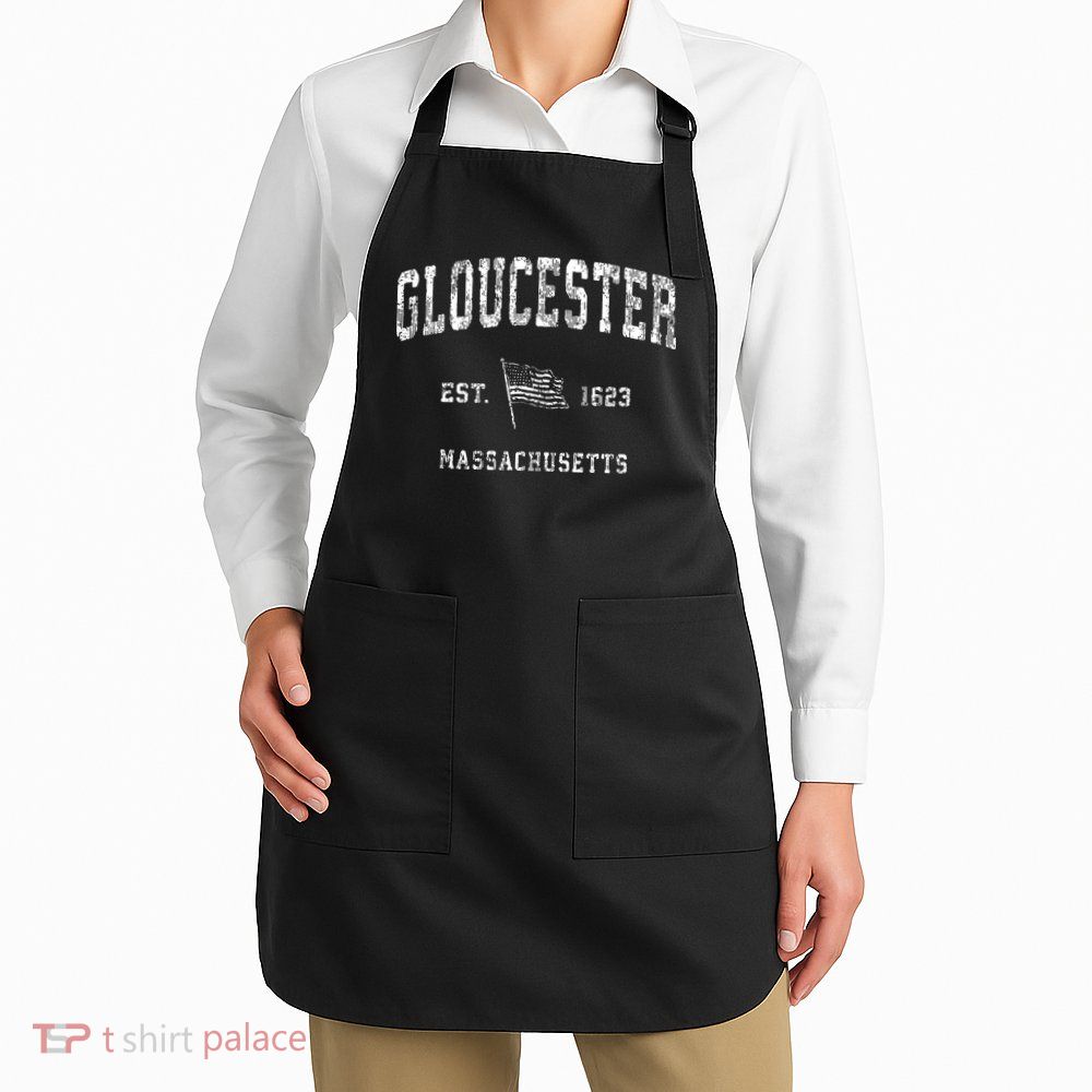 Gloucester Massachusetts Ma Vintage Us Flag Apron