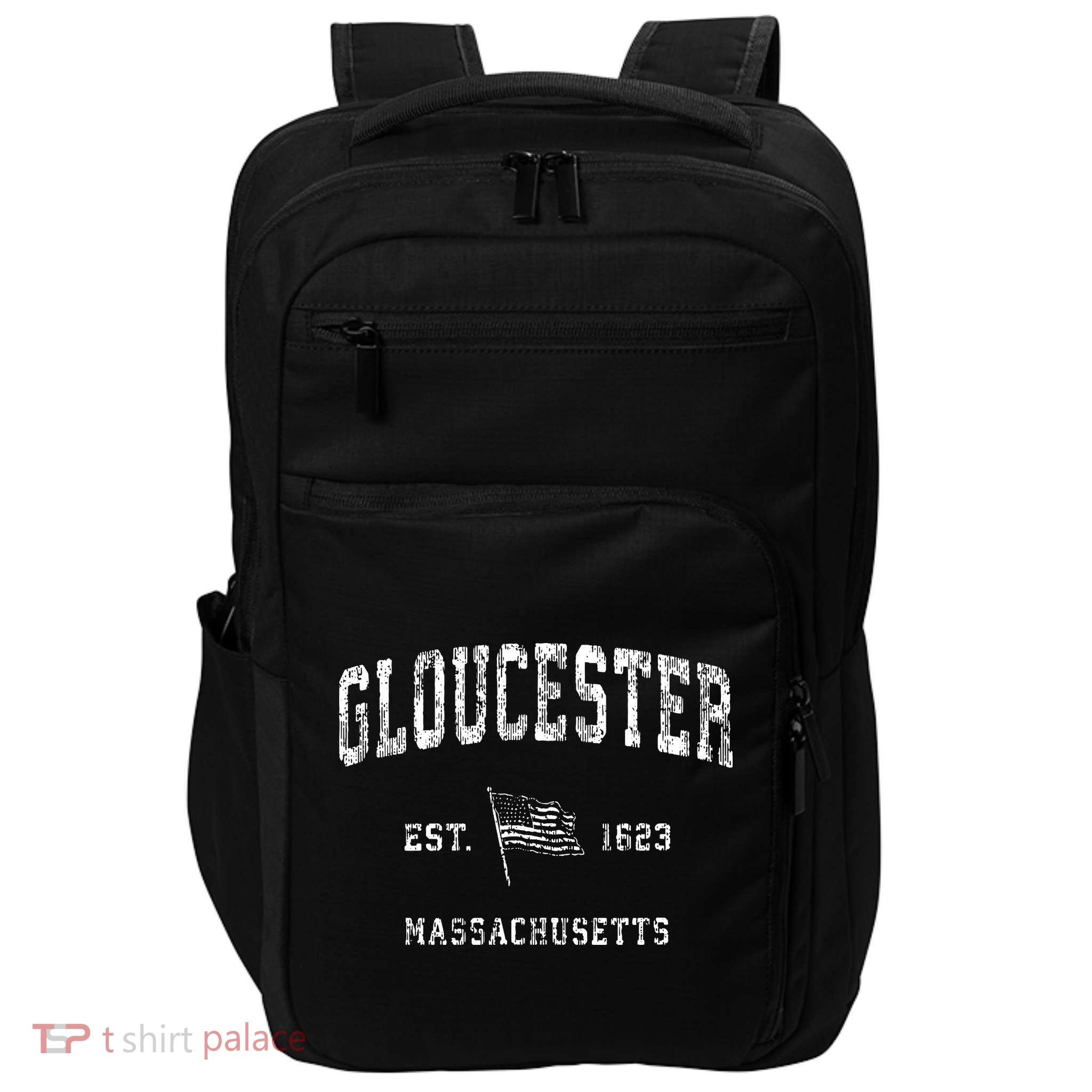 Gloucester Massachusetts Ma Vintage Us Flag Impact Tech Backpack
