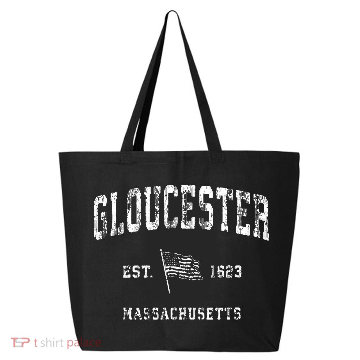 Gloucester Massachusetts Ma Vintage Us Flag 25L Jumbo Tote