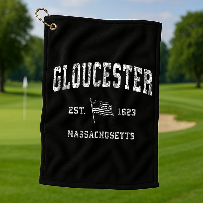 Gloucester Massachusetts Ma Vintage Us Flag Golf Towel