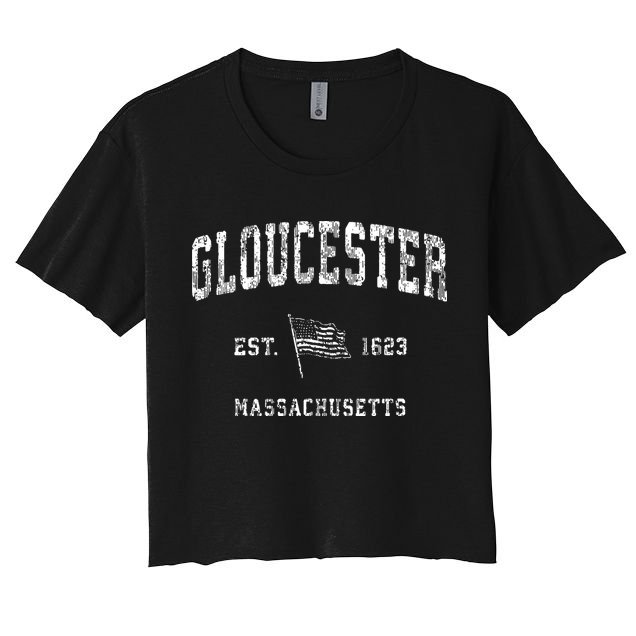 Gloucester Massachusetts Ma Vintage Us Flag Crop Top