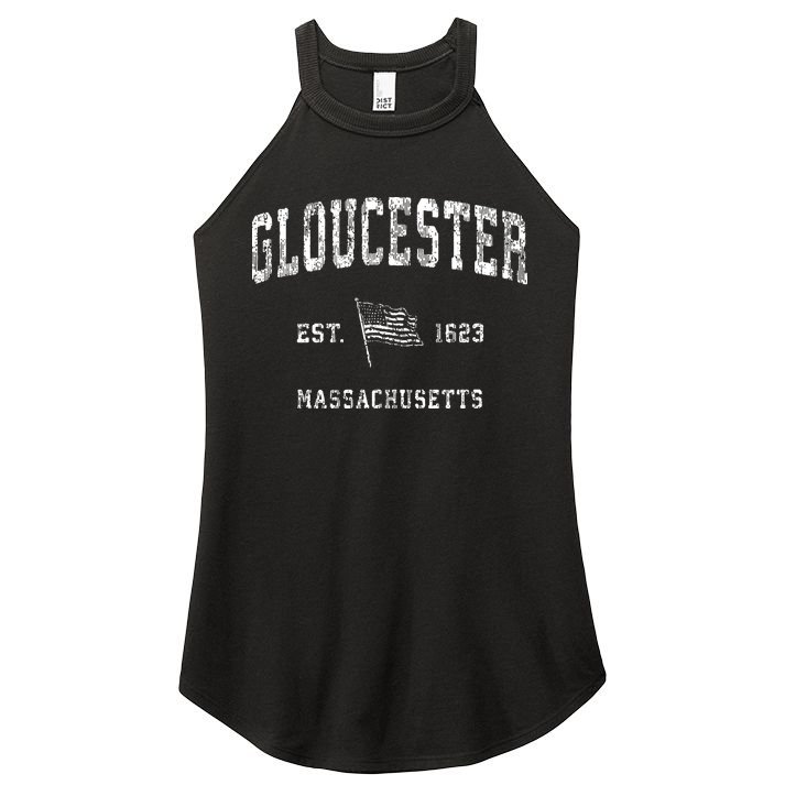 Gloucester Massachusetts Ma Vintage Us Flag Women's Perfect Tri Rocker Tank