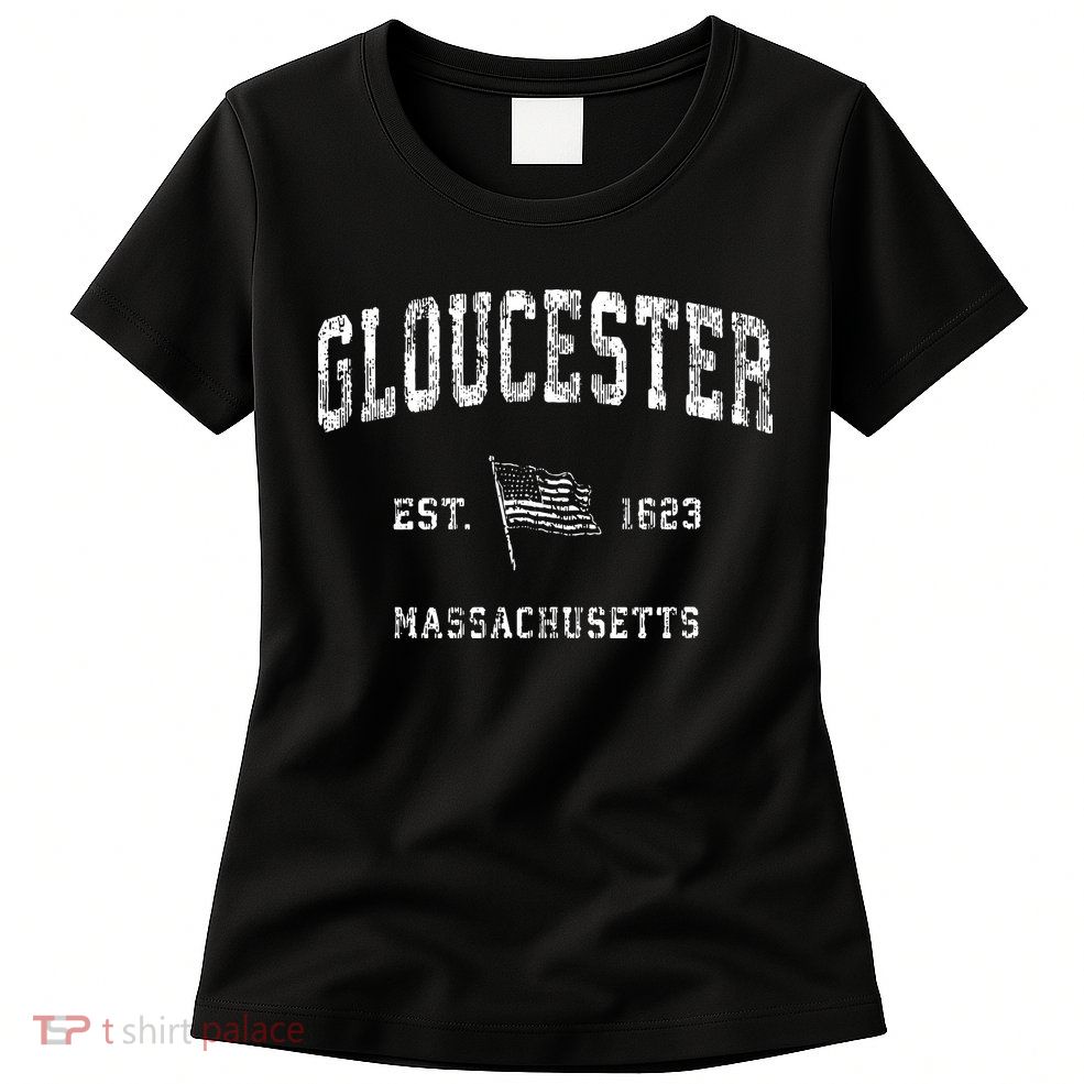 Gloucester Massachusetts Ma Vintage Us Flag Womens T-Shirt