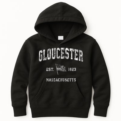Gloucester Massachusetts Ma Vintage Us Flag Kids Hoodie
