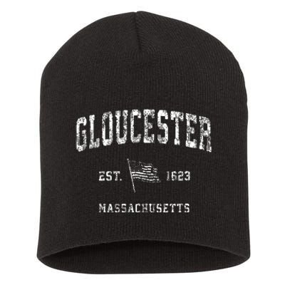 Gloucester Massachusetts Ma Vintage Us Flag Short Acrylic Beanie