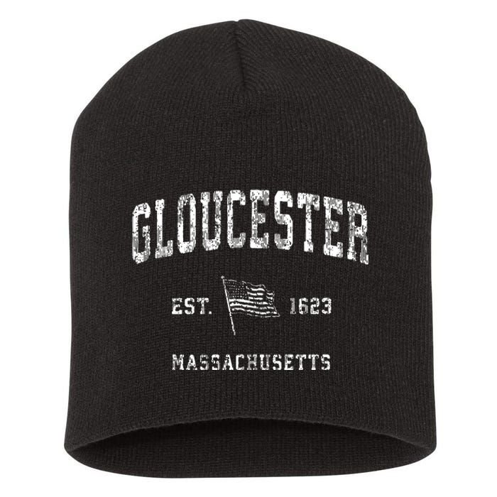 Gloucester Massachusetts Ma Vintage Us Flag Short Acrylic Beanie