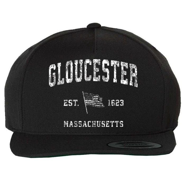 Gloucester Massachusetts Ma Vintage Us Flag Wool Snapback Cap