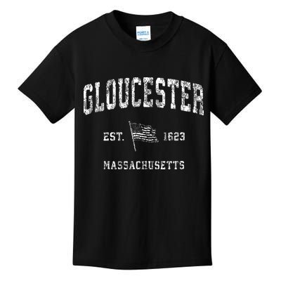 Gloucester Massachusetts Ma Vintage Us Flag Kids T-Shirt
