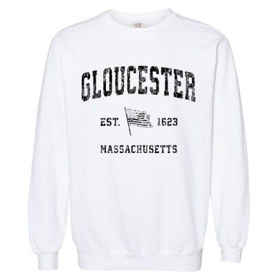 Gloucester Massachusetts Ma Vintage Us Flag Garment-Dyed Sweatshirt