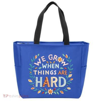Growth Mindset Motivational Positive Quote Inspiration Cute Gift Zip Tote Bag
