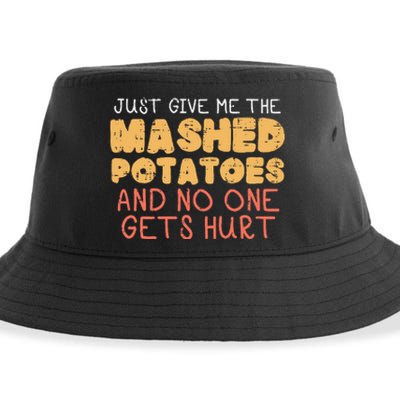 Give Me Mashed Potatoes Funny Thanksgiving Sustainable Bucket Hat