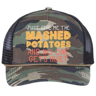 Give Me Mashed Potatoes Funny Thanksgiving Retro Rope Trucker Hat Cap