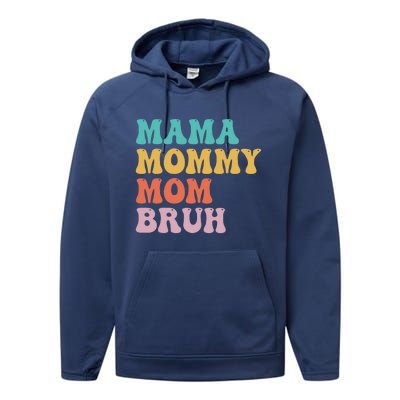 Groovy Mama Mommy Mom Bruh Funny Mother's Day Performance Fleece Hoodie