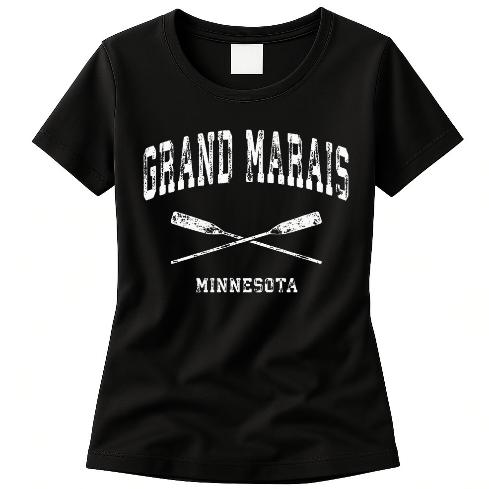 Grand Marais Minnesota Vintage Nautical Crossed Oars Womens T-Shirt