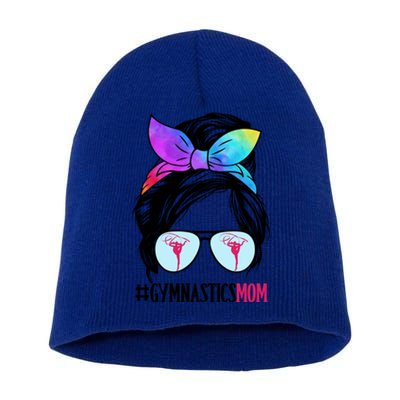 Gymnastics Mom Messy Bun Hair Glasses Gymnast Gift Short Acrylic Beanie